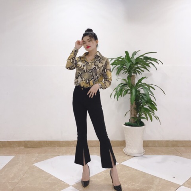 Set áo sơ mi rắn + quần legging