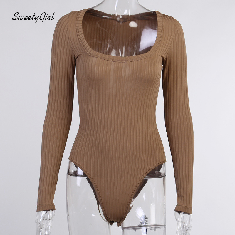 Bodysuit Nữ Tay Dài Cổ Chữ U Thời Trang Quyến Rũ