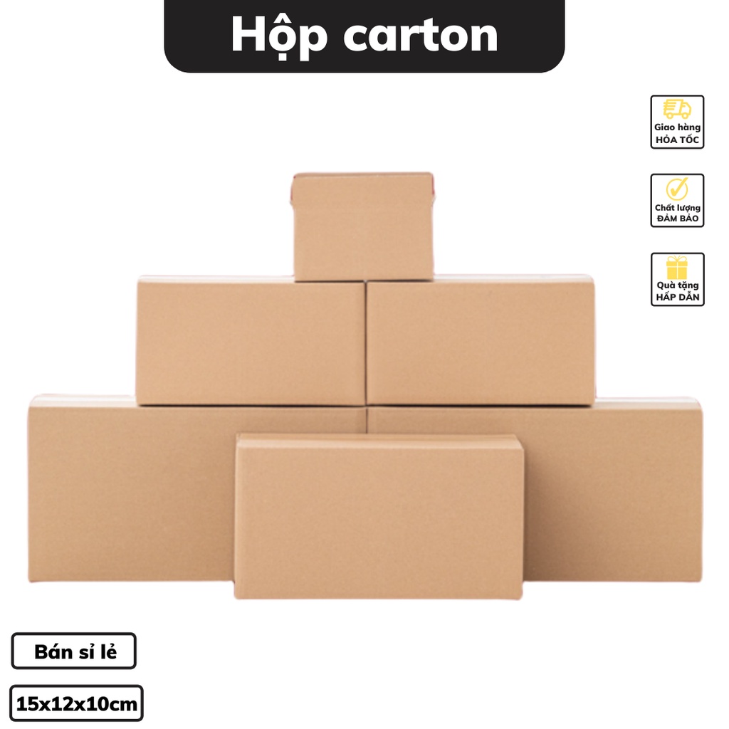 Hộp carton đóng hàng 15 x 12 x 10 cm cỡ lớn bìa carton 3 lớp chắc chắn bán sỉ lẻ nhiều kích cỡ khác nhau