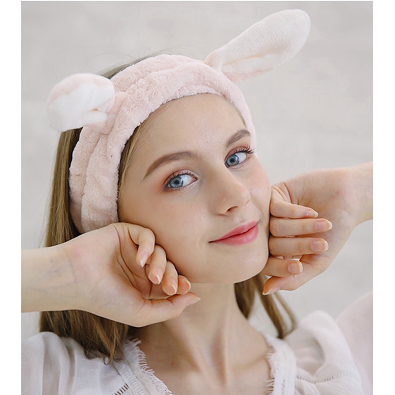 Băng đô tai thỏ dễ thương rửa mặt cho bé gái