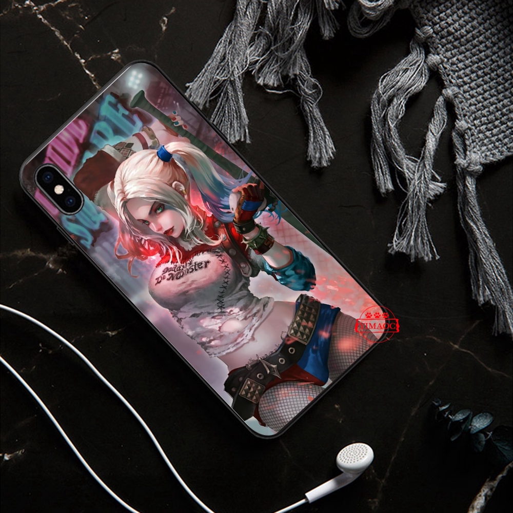 Ốp điện thoại mềm harley quinn cho iPhone XS Max XR X 11 Pro 7 8 6 6S Plus 58A