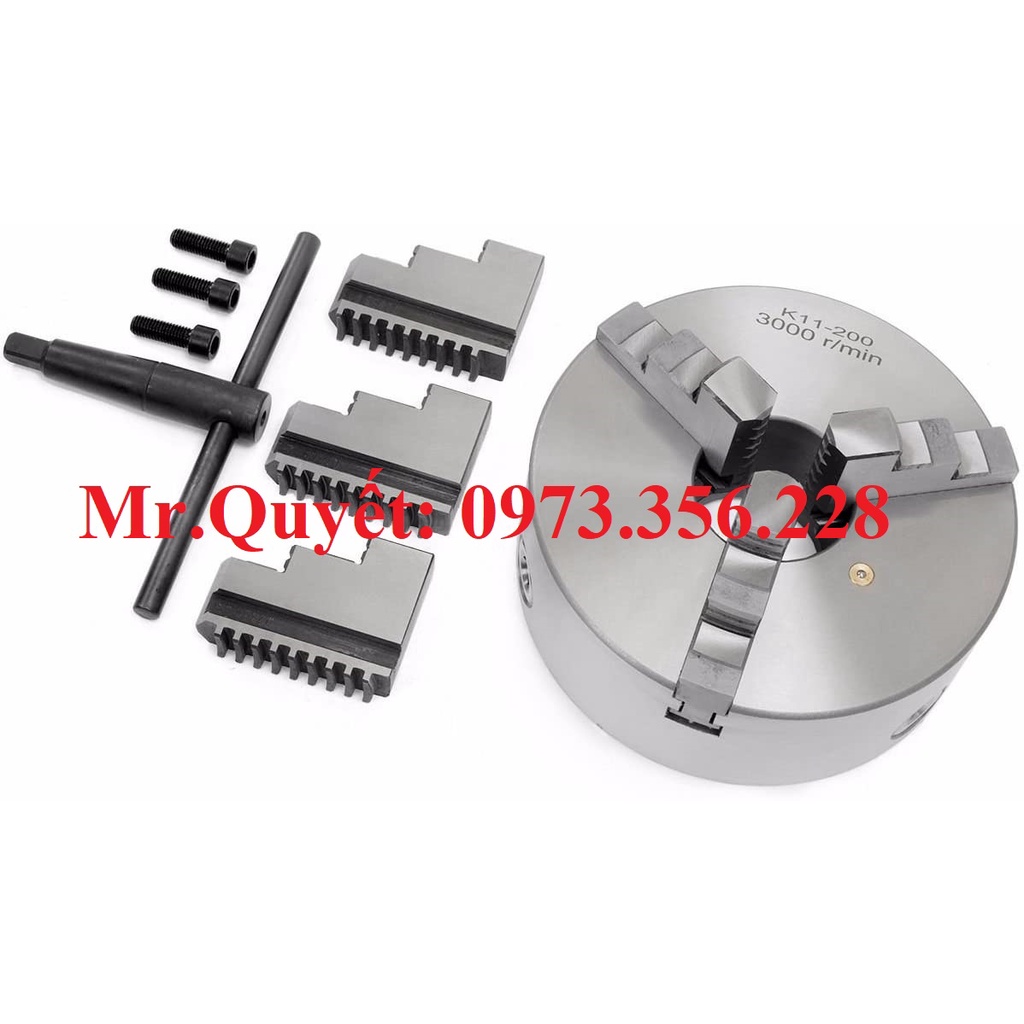 Mâm cặp 3 chấu tự định tâm K11-200, đầu kẹp máy tiện 2 tấc, mâm cặp máy tiện, lato, mâm cặp tự định tâm, mâm cặp 2 tấc.