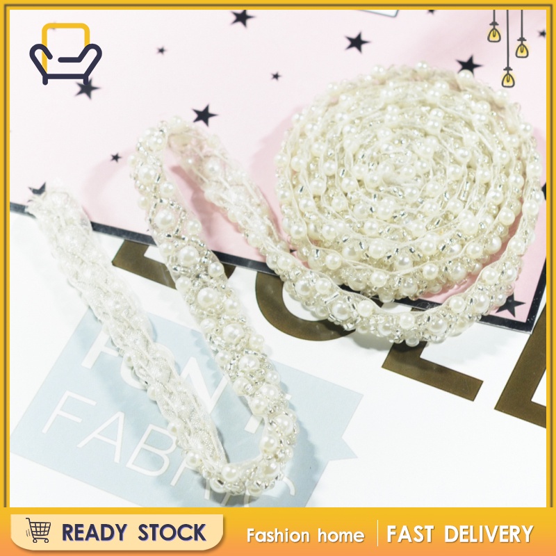 Cuộn Dây Ruy Băng Hạt Ngọc Trai Dài 1cm Màu Đen 2ness Dùng Làm Đồ Thủ Công