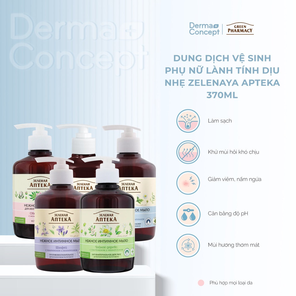Dung dịch vệ sinh phụ nữ Green Pharmacy  lành tính dịu nhẹ - 370ml