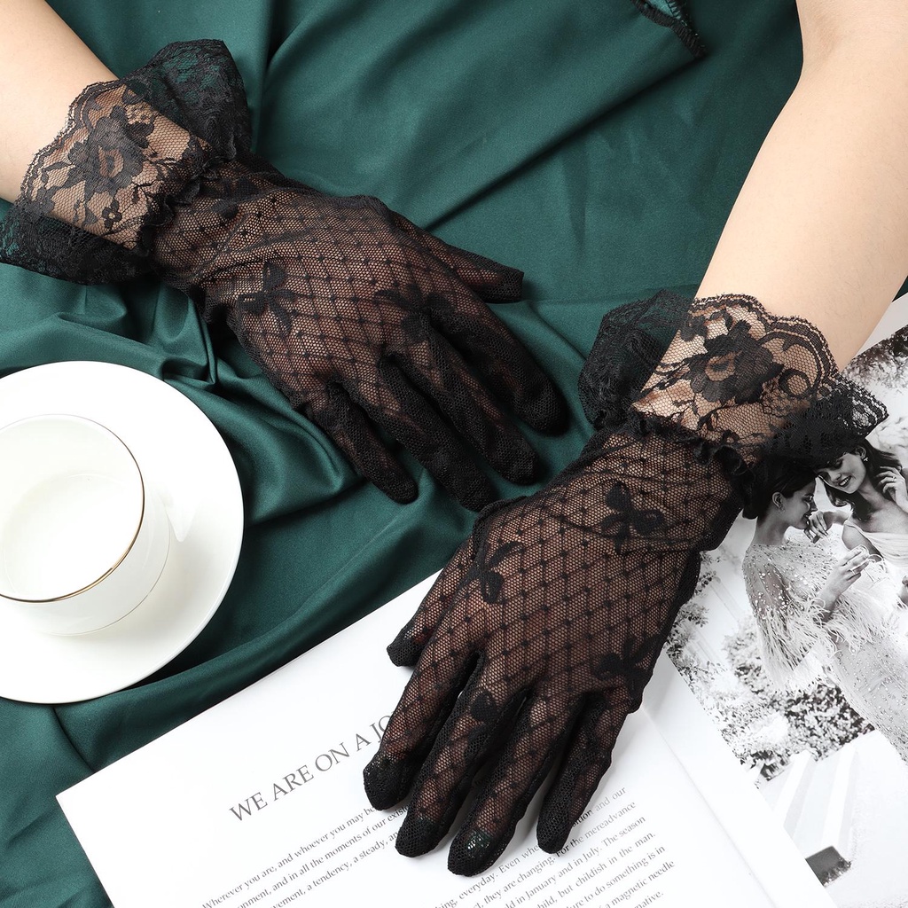 HECCEH Lace Gloves Women Wedding Sun Protection Fingerless