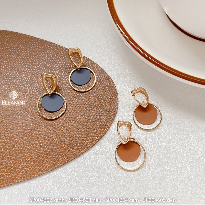 Bông tai nữ hình tròn phối màu sắc trẻ trung Eleanor Accessories phong cách Hàn Quốc phụ kiện trang sức dễ thương