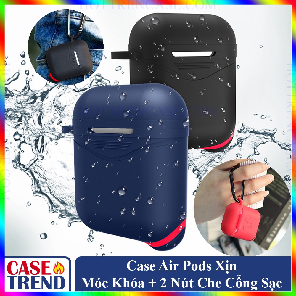 VỎ CASE AIRPODS – LOẠI XỊN - KÈM MÓC KHÓA VÀ 2 NÚT CHE CỔNG SẠC