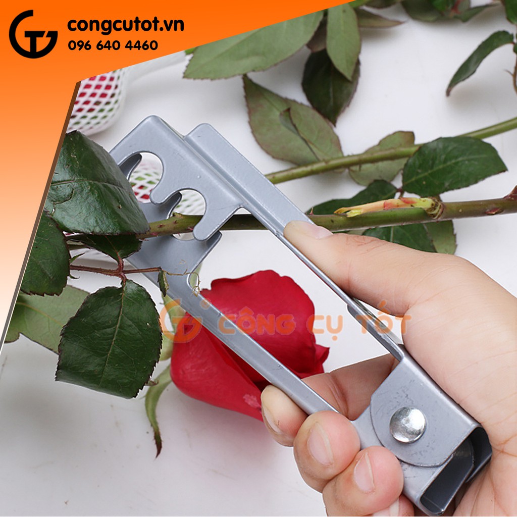 Kìm tuốt gai và lá hoa hồng, dụng cụ tuốt gai và lá hoa hồng tươi 2 màu đỏ và xám