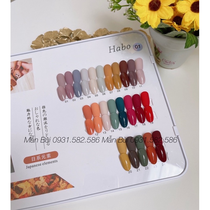Set sơn gel Habo 24 màu cao cấp - tặng bảng màu sơn sẵn