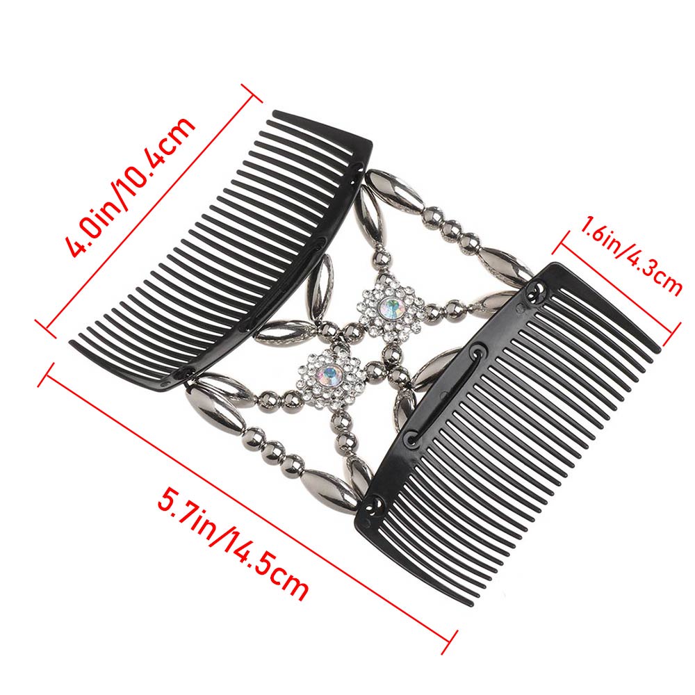 Lược Cài Tóc Hai Đầu Co Giãn Đính Hoa DIY|Kẹp Tóc Đính Hạt Tạo Kiểu Tóc Nhiều Màu Sắc