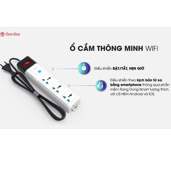 Ổ Cắm Thông Minh Wifi Rạng Đông - Ổ Cắm Điện Đa Năng Hẹn Giờ , Điều Khiển Từ Xa - Bảo Hành 12 Tháng