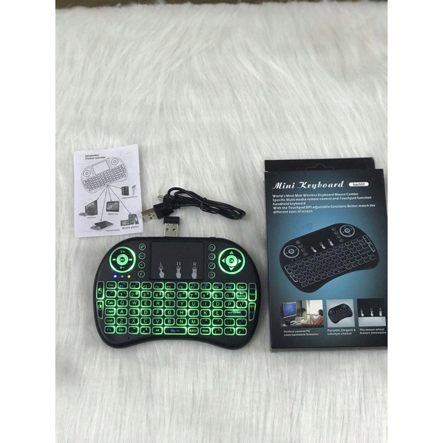 Bàn phím kiêm chuột bay i8 pin lithium Có đèn Led