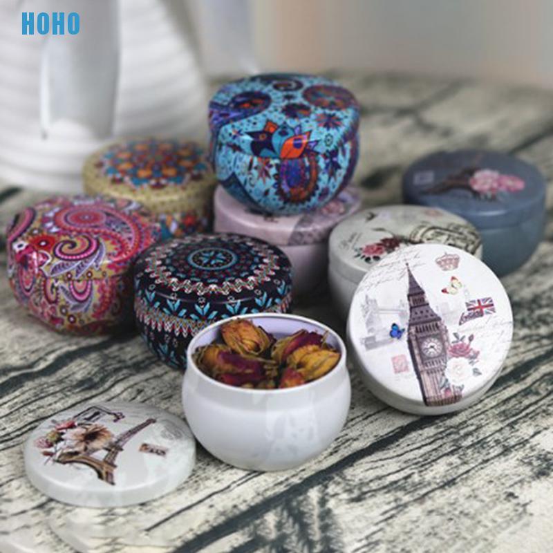 Hộp Thiếc Đựng Trà / Kẹo Họa Tiết Hoa Phong Cách Retro Độc Đáo