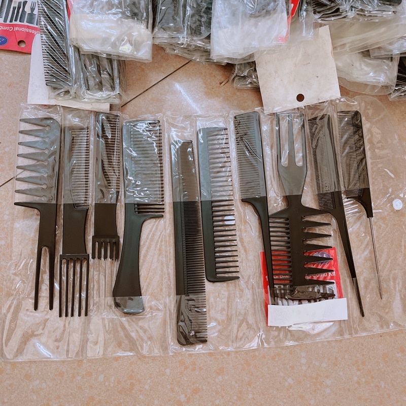 Sét Lược Tạo Kiểu Tóc Bộ 10 Chiếc Các Loại [Chính Hãng]