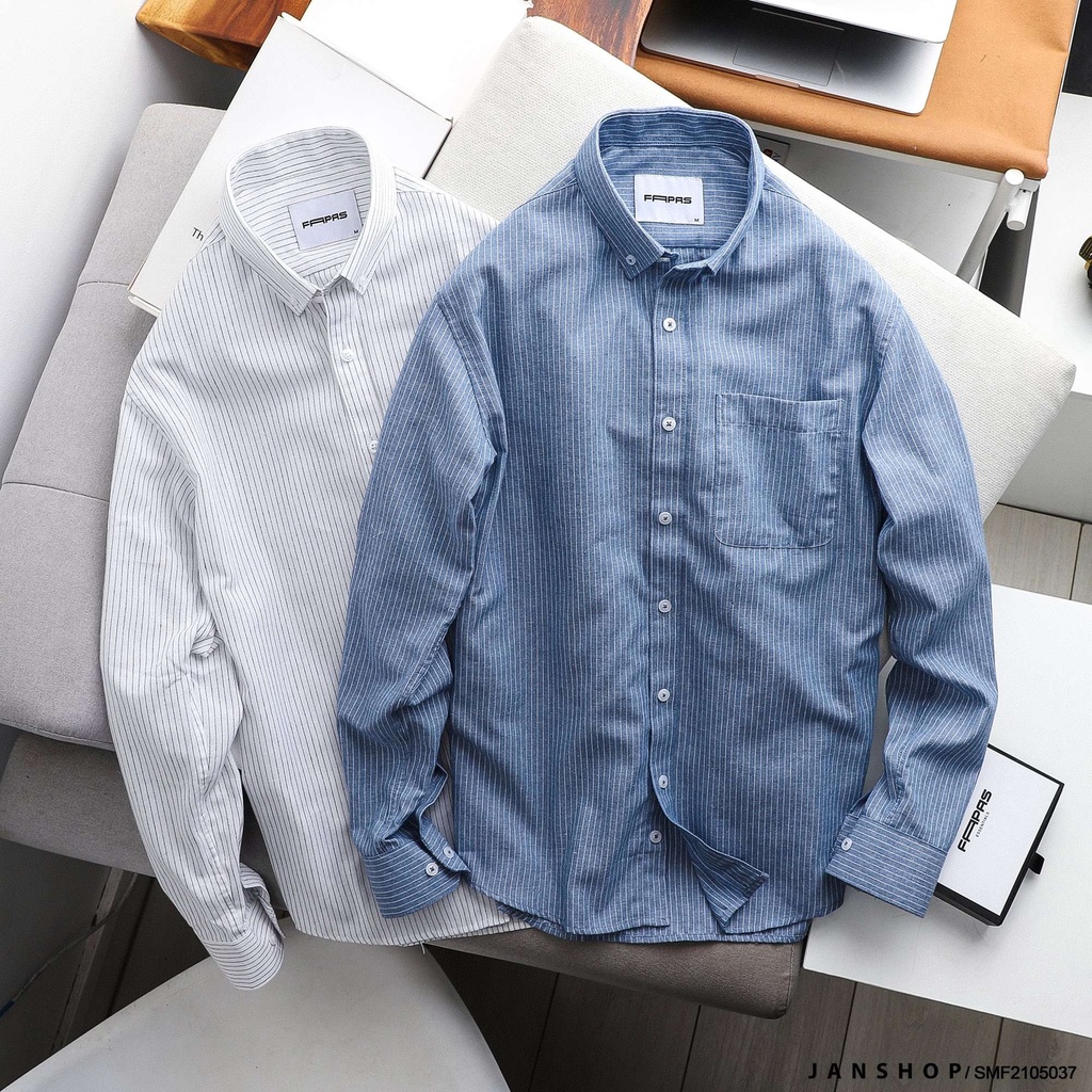 Áo Sơ Mi Nam Sọc Dọc Nhỏ Fapas Thanh Lịch Trẻ Trung, Công Sở, Văn Phòng