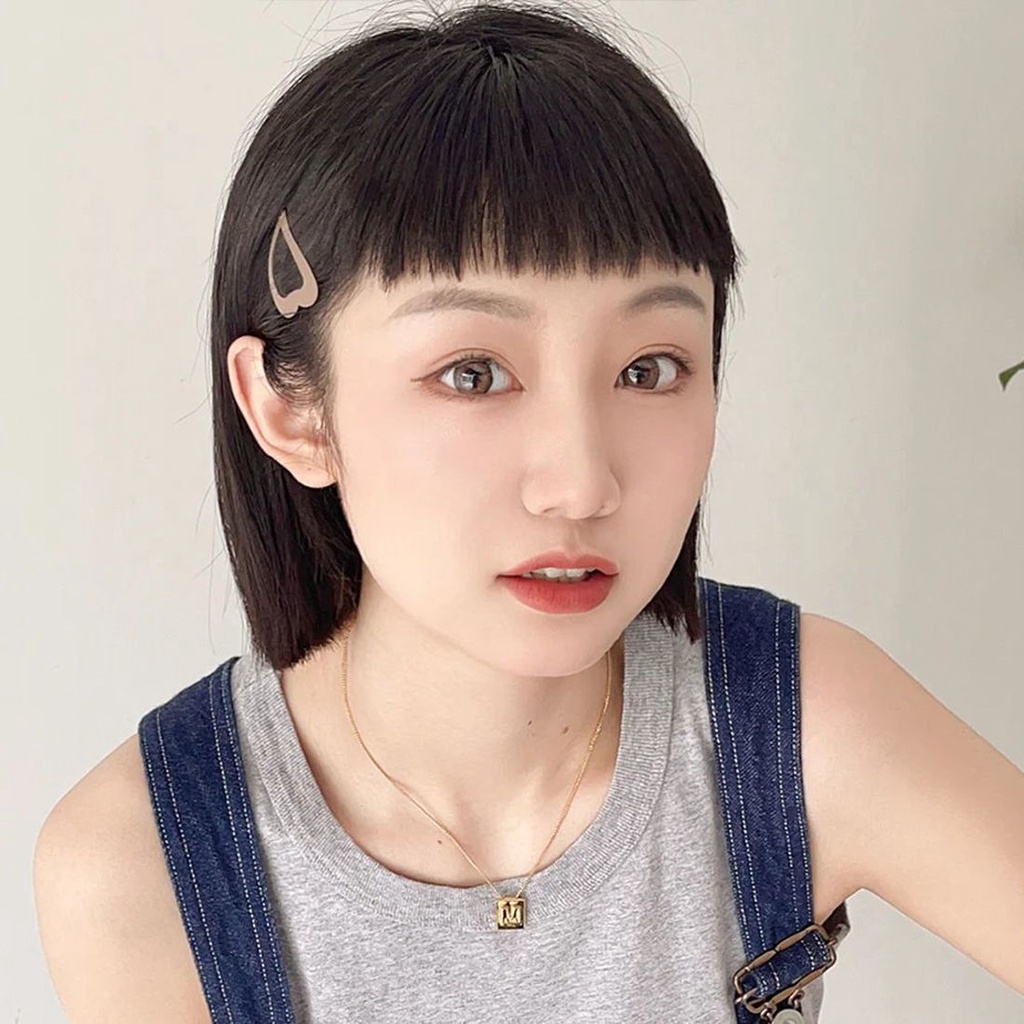 Kẹp tóc mái giả màu đen/nâu sợi chịu nhiệt thời trang nữ