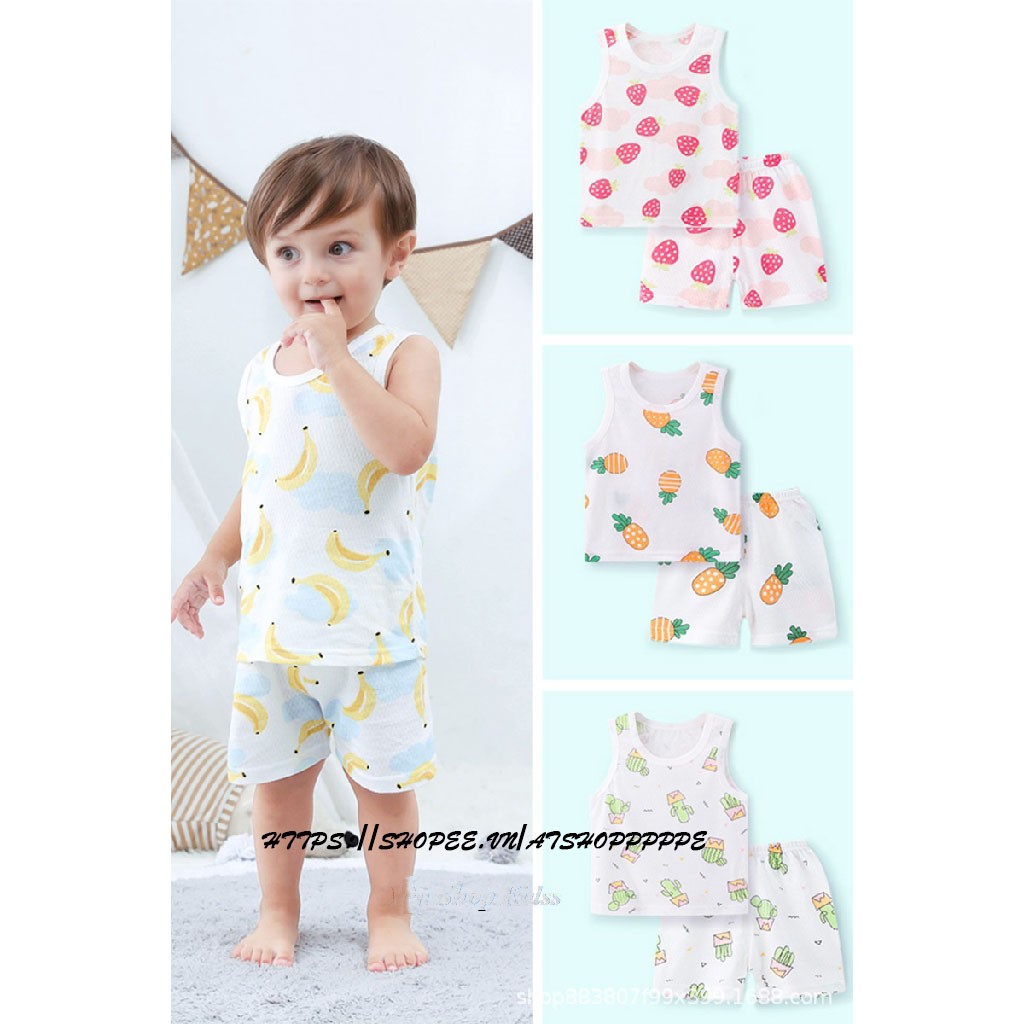 Bộ Quần Áo Ba Lỗ Cotton Thông Hơi cho bé Từ sơ sinh Đến 16 kg X Siêu Thoáng Mát [ Hàng Chuẩn Loại 1 ]