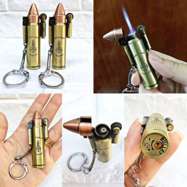 Bật lửa khò gas đá hình viên d.an móc khóa (kim loại)