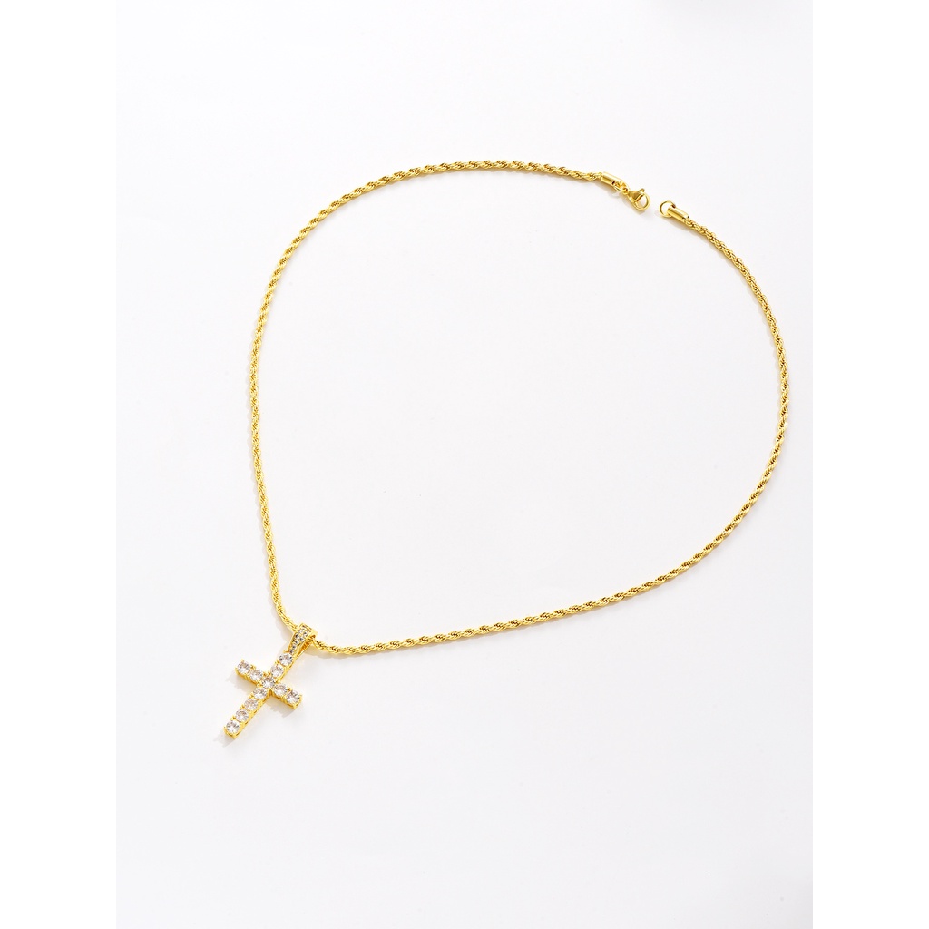 Vòng cổ Bằng Thép Không Gỉ Mạ Vàng 18K Đính Đá Zircon Thời Trang Dành Cho Nữ Và Nam