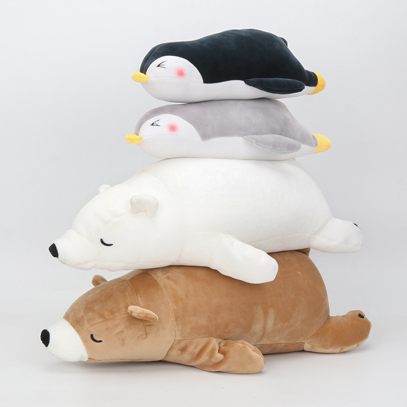 30-50cm Thú nhồi bông hình chú chim cánh cụt gấu đang nằm dễ thương Polar bear plush toys sofa cushions children's dolls