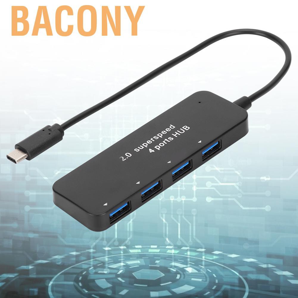 Bacony TYPE-C Superspeed 4-Port HUB Strip External Power Supply USB Multiport Adapter