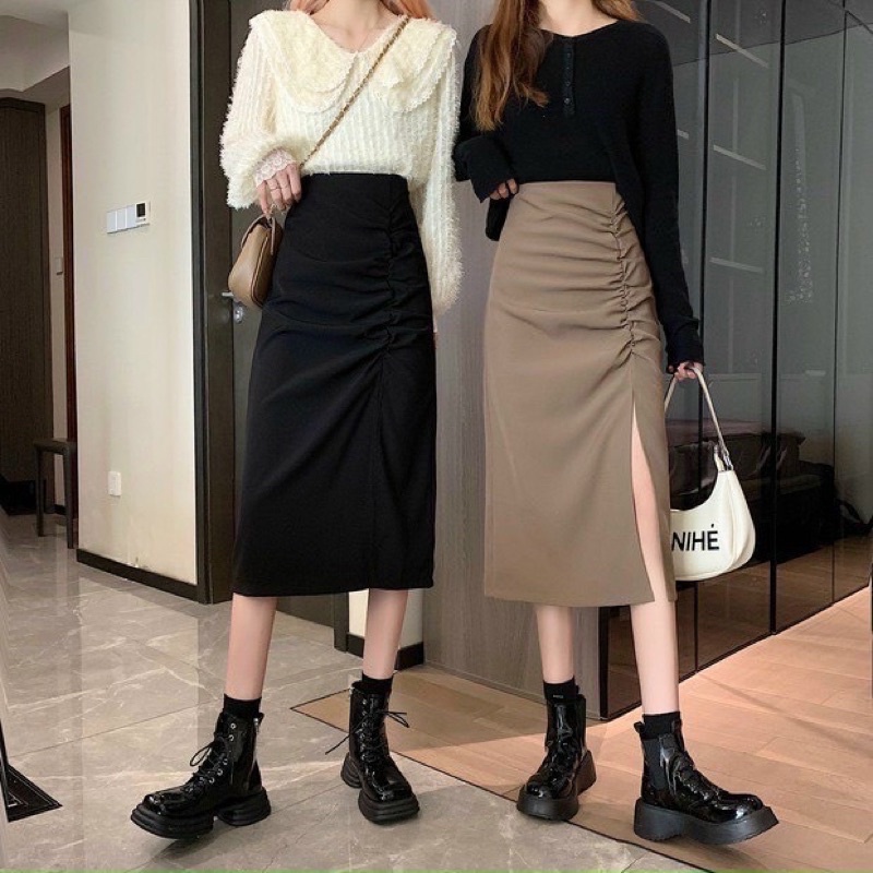 Chân Váy Dài Nhún Trước xẻ tà siêu hot m309