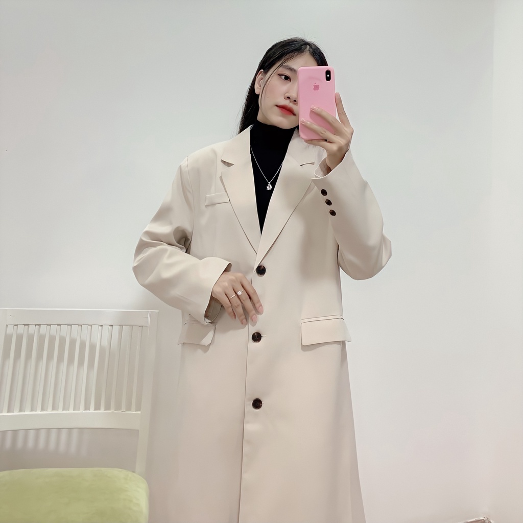 Áo khoác dáng dài áo mangto màu Beige phong cách Hàn Quốc TD Design | BigBuy360 - bigbuy360.vn