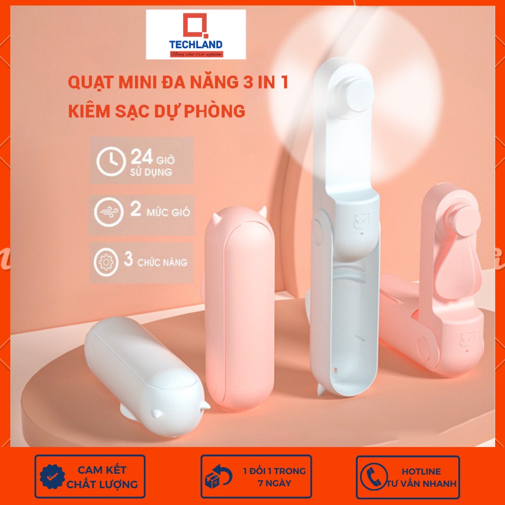 Quạt mini  cầm tay FS08 đa năng 2 trong 1 kèm sạc dự phòng - Quạt tích điện HOT TREND-GENZ 2023