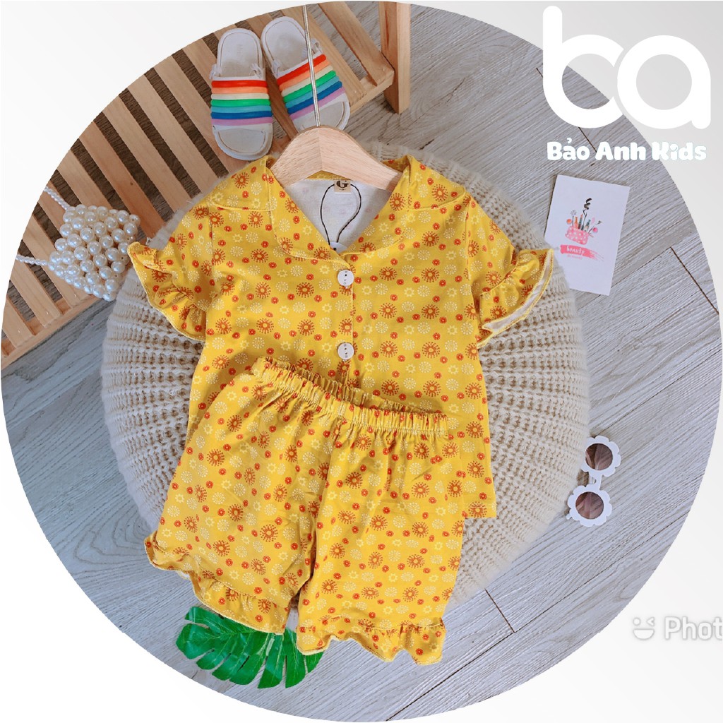 Bộ Pijama Cho Bé Gái, Bộ Ngủ Cộc Tay Bèo Nhiều Màu Sắc Chất Cotton Cao Cấp Mềm Mịn Cho Bé (9-20kg)