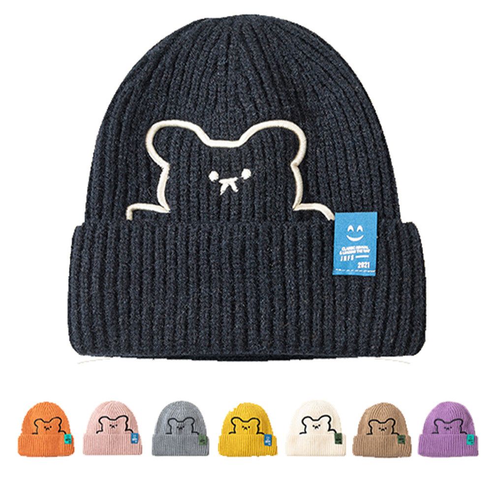 Nón Len Trùm Đầu Giữ Ấm Thêu Hình Gấu Dễ Thương Thời Trang Mùa Đông Phong Cách Hip hop 2022