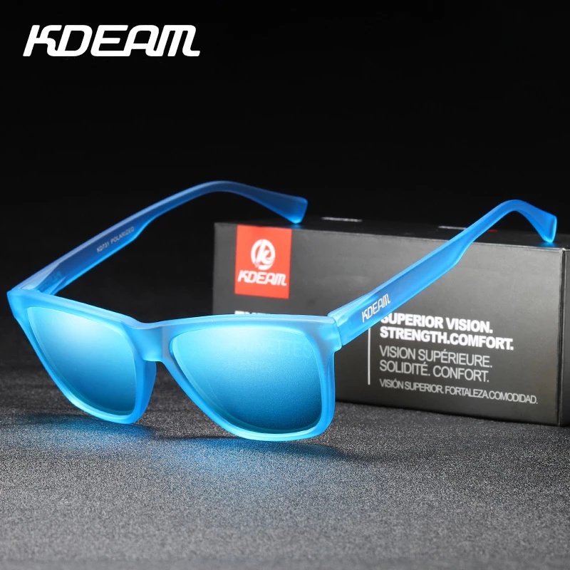 Kính mát KDEAM TR90 gọng vuông dễ đeo chống nắng UV400 đổi màu được độc đáo cho nam và nữ