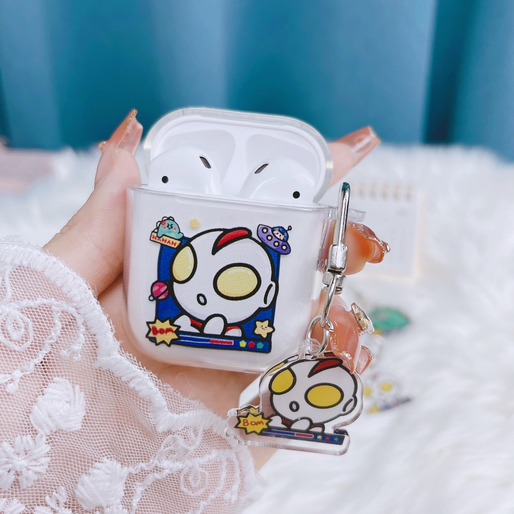 Vỏ Bảo Vệ Hộp Sạc Tai Nghe AirPods 1/2/3/Pro 2021 inPods i12 Bằng TPU Mềm Trong Suốt Chống Sốc Hình Khủng Long Hoạt Hình