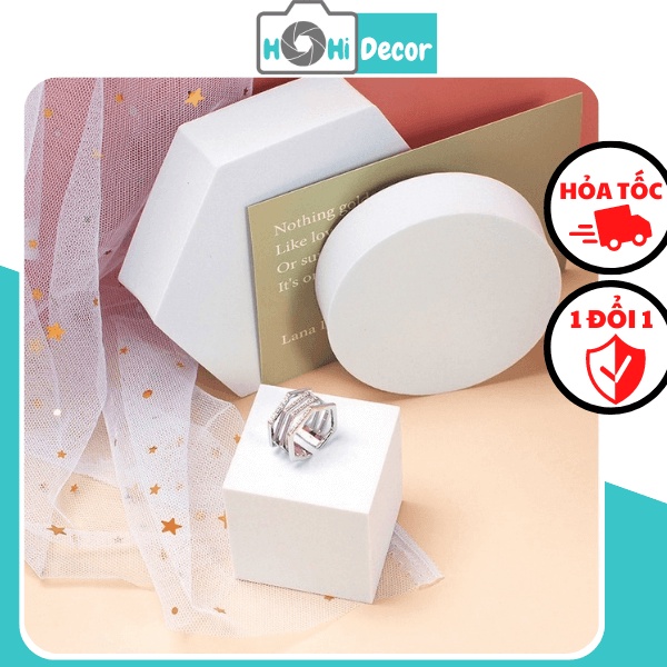 Khối Hình Học Chụp Ảnh Bằng Xốp Mịn, Hình Hộp Trắng Decor Chụp Hình Sản Phẩm, Phụ Kiện Trang Trí - Shop Hohi Decor