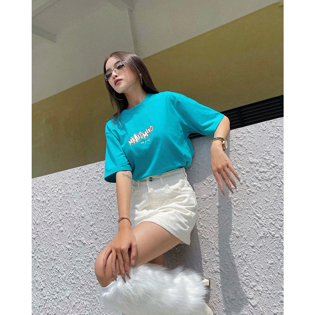 MADMIND® Chính Hãng - Áo Thun Mad Typo  Cotton Thoáng Mát - Màu Xanh Dương / Đen / Xanh Lý / Hồng Form Rộng Unisex