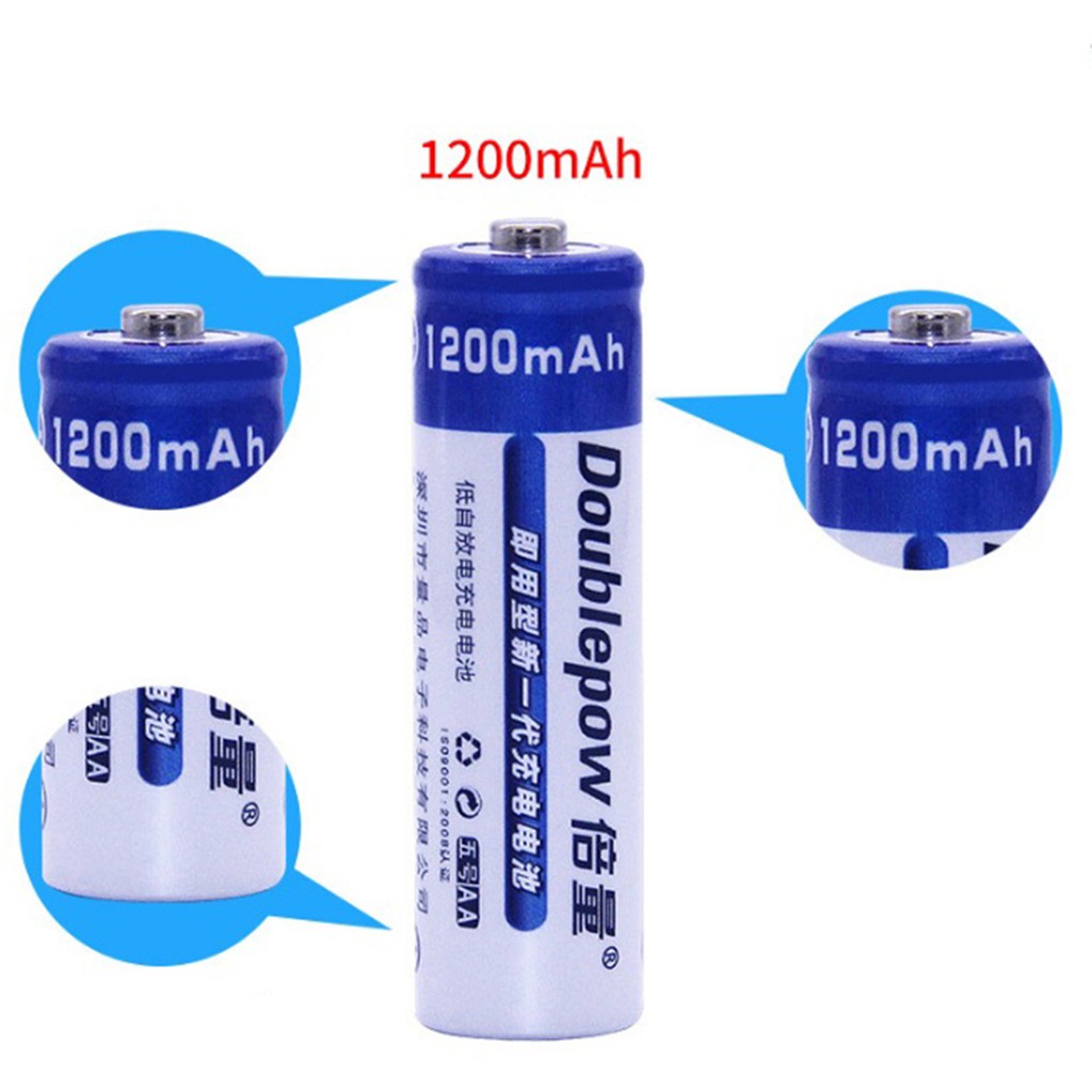 Hộp 4 viên pin tiểu sạc cao cấp AA Ni-MH 1200mAh Doublepow