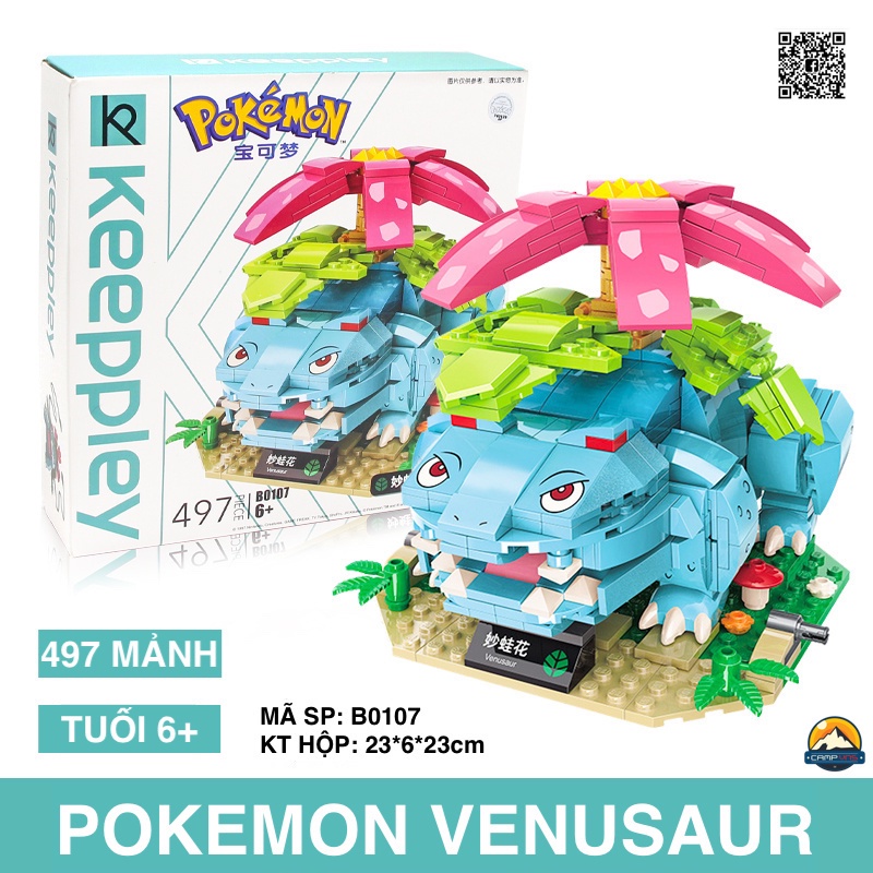 Đồ chơi lắp ghép xếp hình Lego Pokemon Ếch cây Venusaur B0107 chính hãng Keeppley