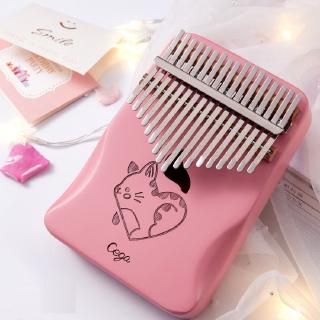 [Cega] 17 tông kalimba Đàn piano ngón tay cái màu hồng hình ảnh hoạt hình + Phụ kiện