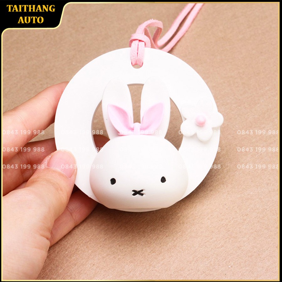 Nước hoa xe hơi cao cấp, dây treo gương Bunny, khử mùi, chống say xe hiệu quả, tặng kèm tinh dầu thơm