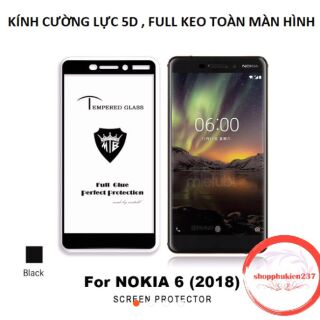 Dán kính cường lực 5D cho Nokia 6 2018/ Nokia 6.1 2018 Full keo toàn màn