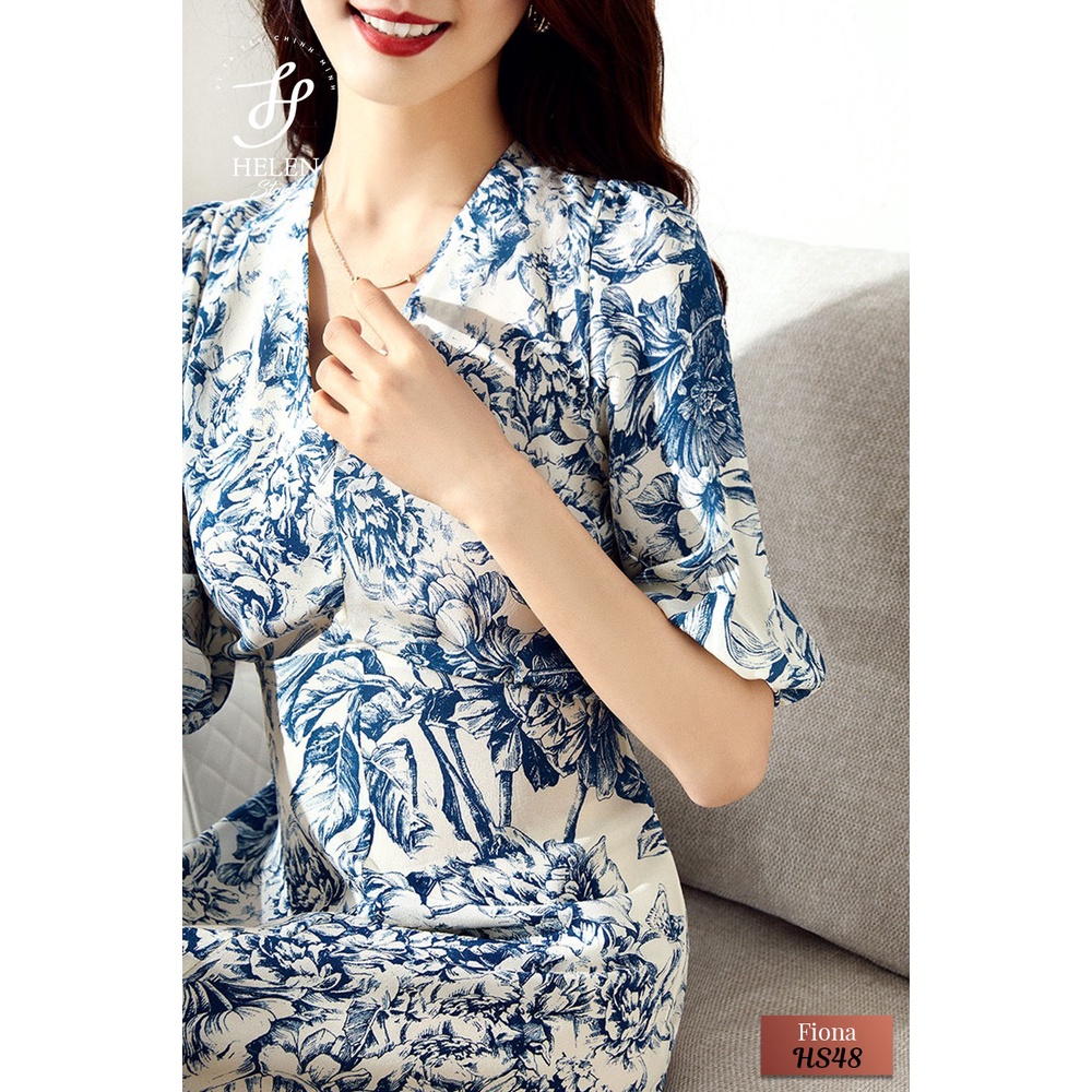 Đầm dáng xòe họa tiết gốm sứ sang trọng - Fiona Dress - Helen Boutique