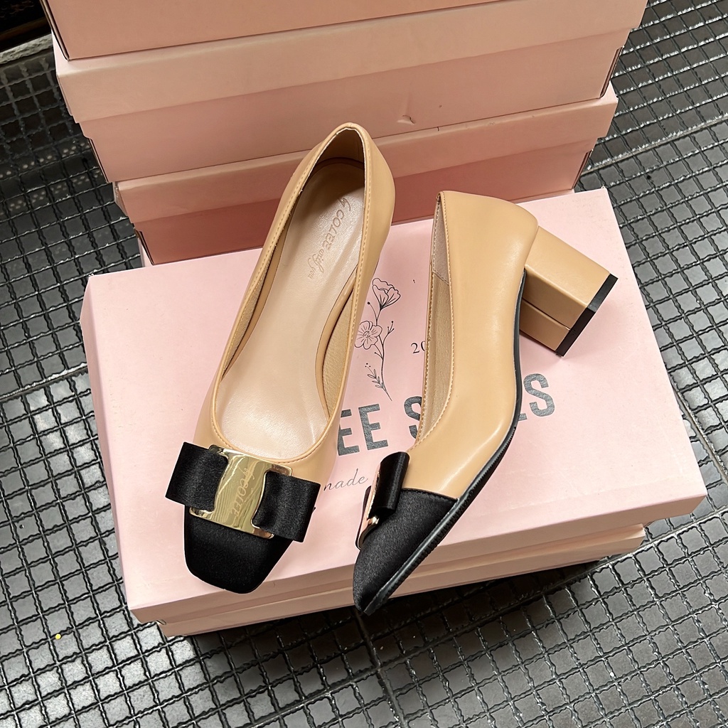 Giày cao gót công sở gót vuông 5p khóa nhập SVT cao cấp GUUEM GCL121