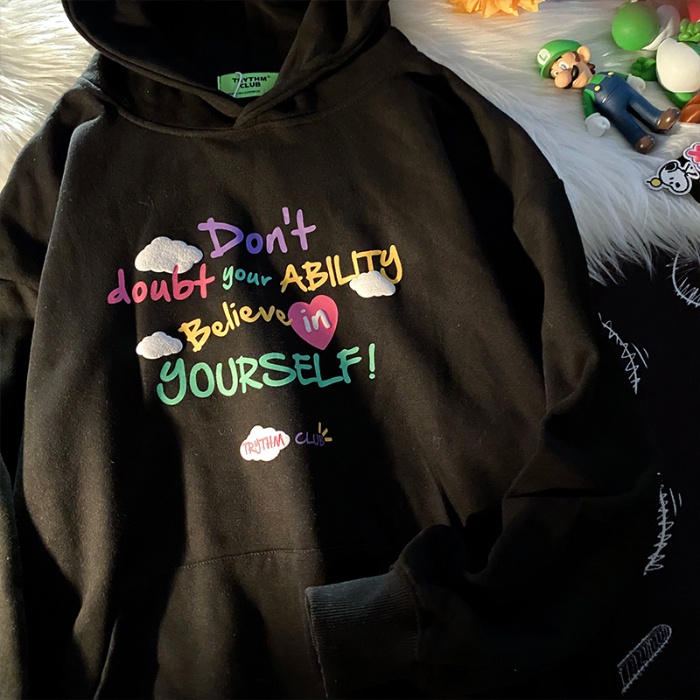 Áo hoodie ZHELIHANGFEI tay dài in chữ kiểu dáng trẻ trung năng động