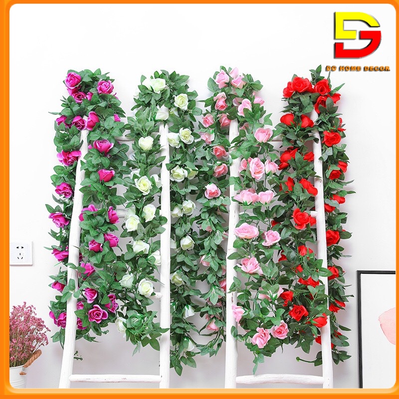 Hoa Giả Dây Hoa Hồng Leo Dài 2m4 Trang Trí Nhà Cửa Decor Chụp Ảnh DG-61