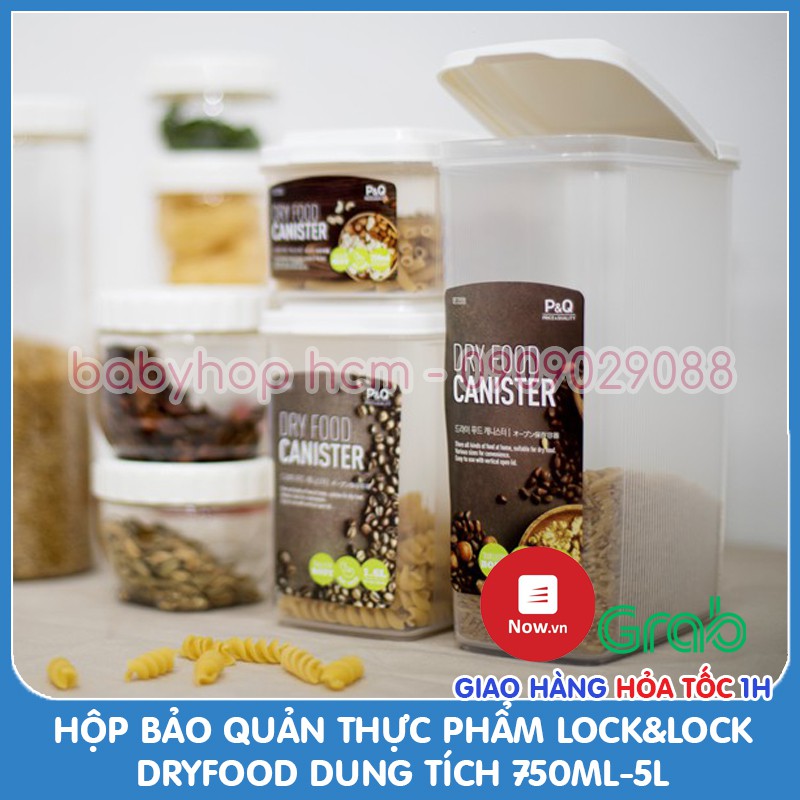 Hộp bảo quản thực phẩm Lock&amp;Lock Dry Food P-1735 (750ml) P-1736 (1.6L) P-1737 (2.4L) P-1738 [3.2L] P-1739 [5L] Hàng P&amp;Q