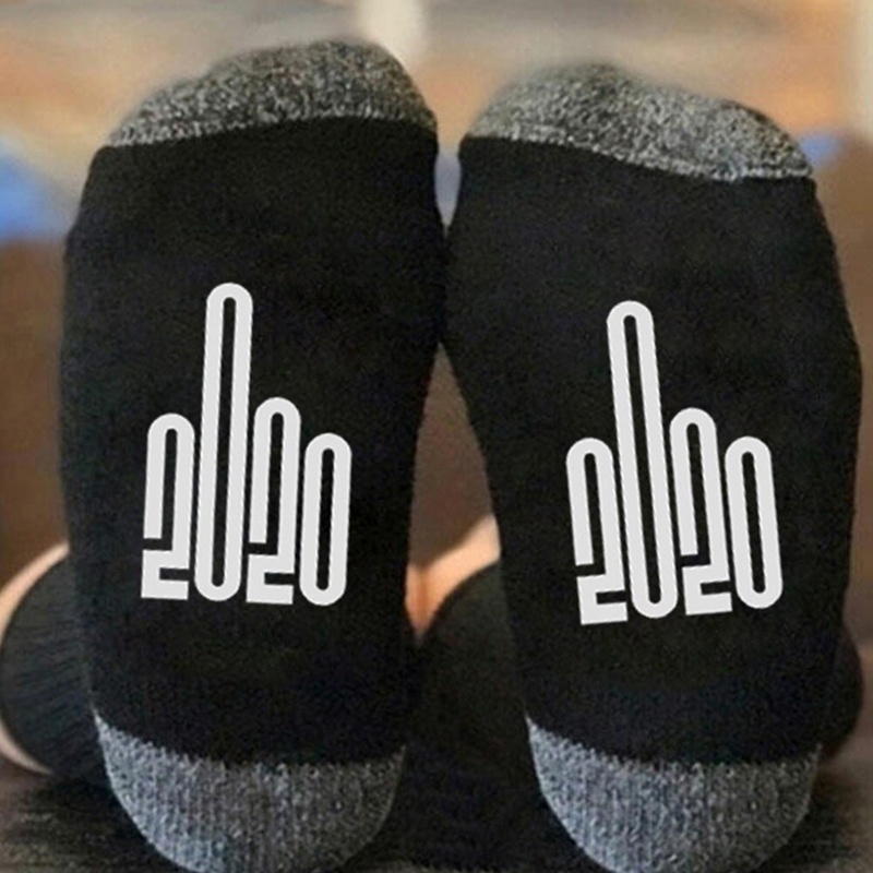 Xiangbao Vớ Cotton Thoáng Khí In Hình Ngón Giữa Màu Sắc Tương Phản Vui Nhộn Phong Cách Harajuku Cho Nam Và