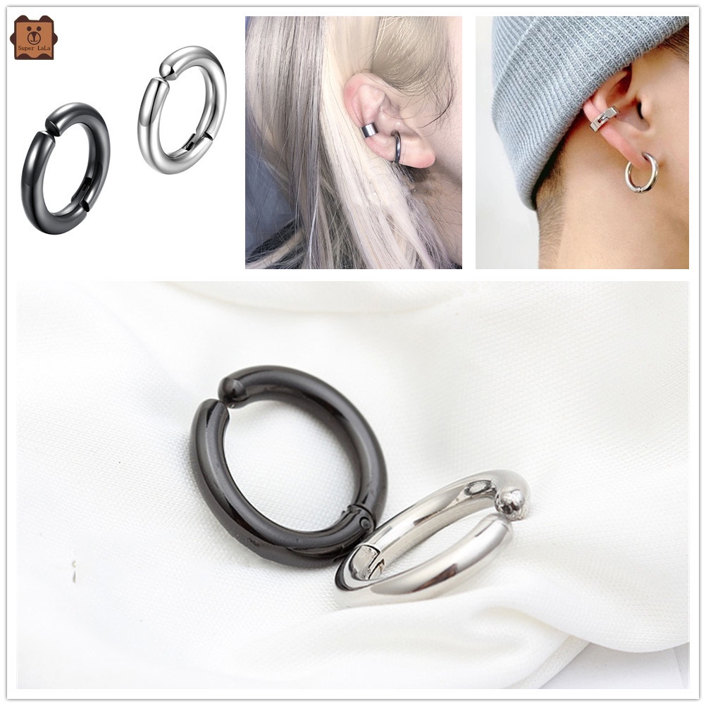 Bông tai dạng kẹp hình tròn không cần xỏ lỗ thời trang tùy chọn màu sắc