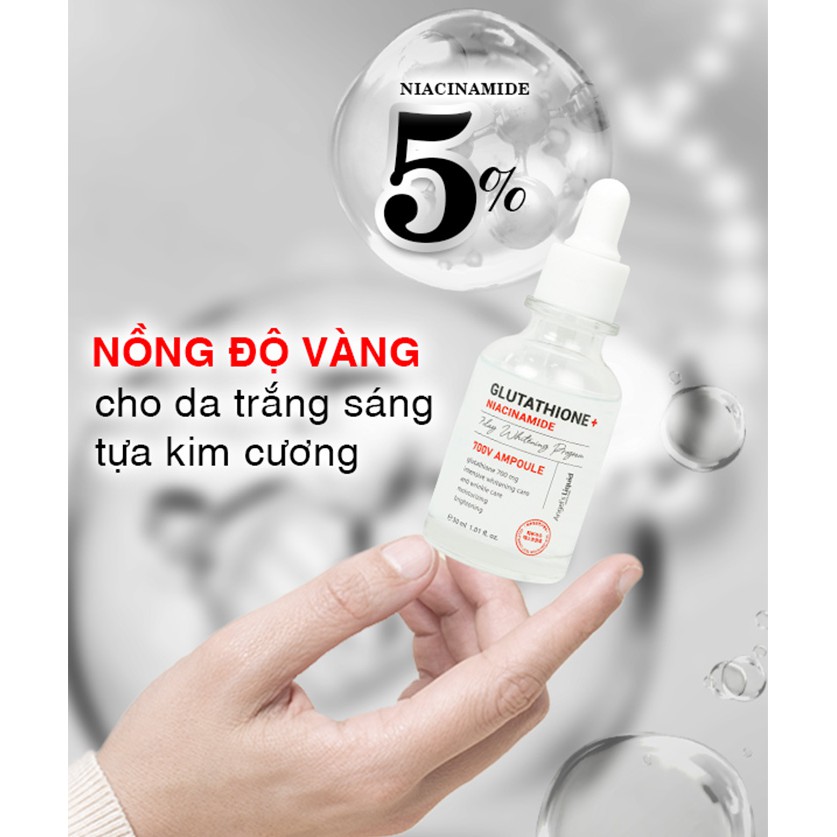 Huyết thanh truyền trắng làm mờ thâm nám Angel's Liquid Glutathione Plus Niacinamide 700 V-ampoule 30ml