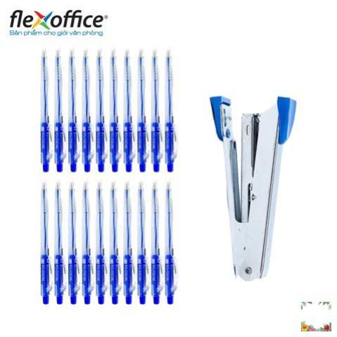 [Hàng chính hãng] Combo 20 bút bi Flexoffice F0-03 và 1 Bấm kim số 10 FO-ST02