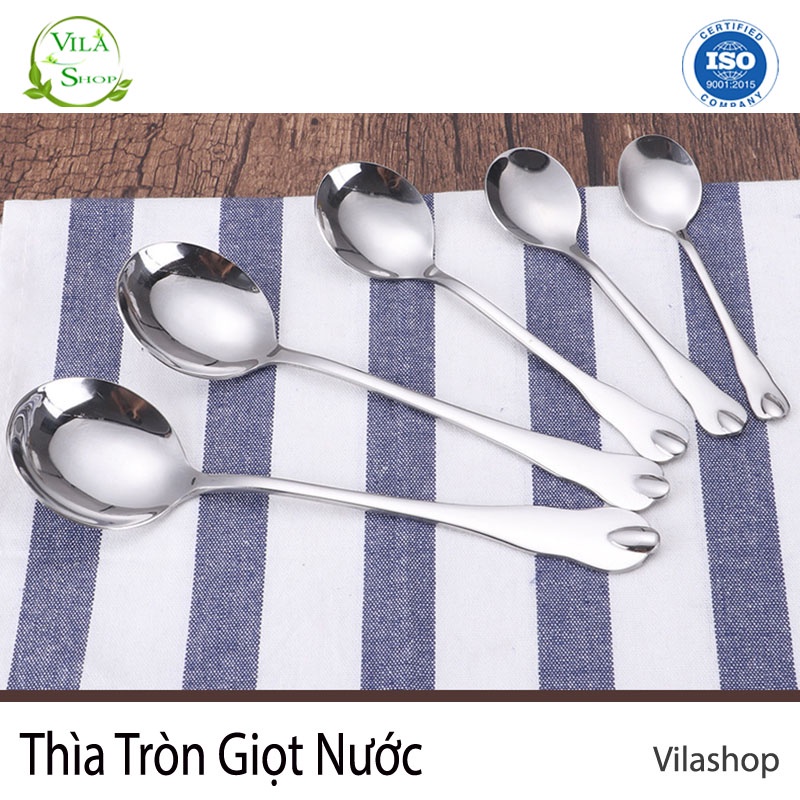 [4 Phân Loại] Thìa Inox, Muỗng Inox Miệng Tròn Cán Dài Trơn 17 cm Chính Hãng Việt Nhật Sản Xuất Trong Nước