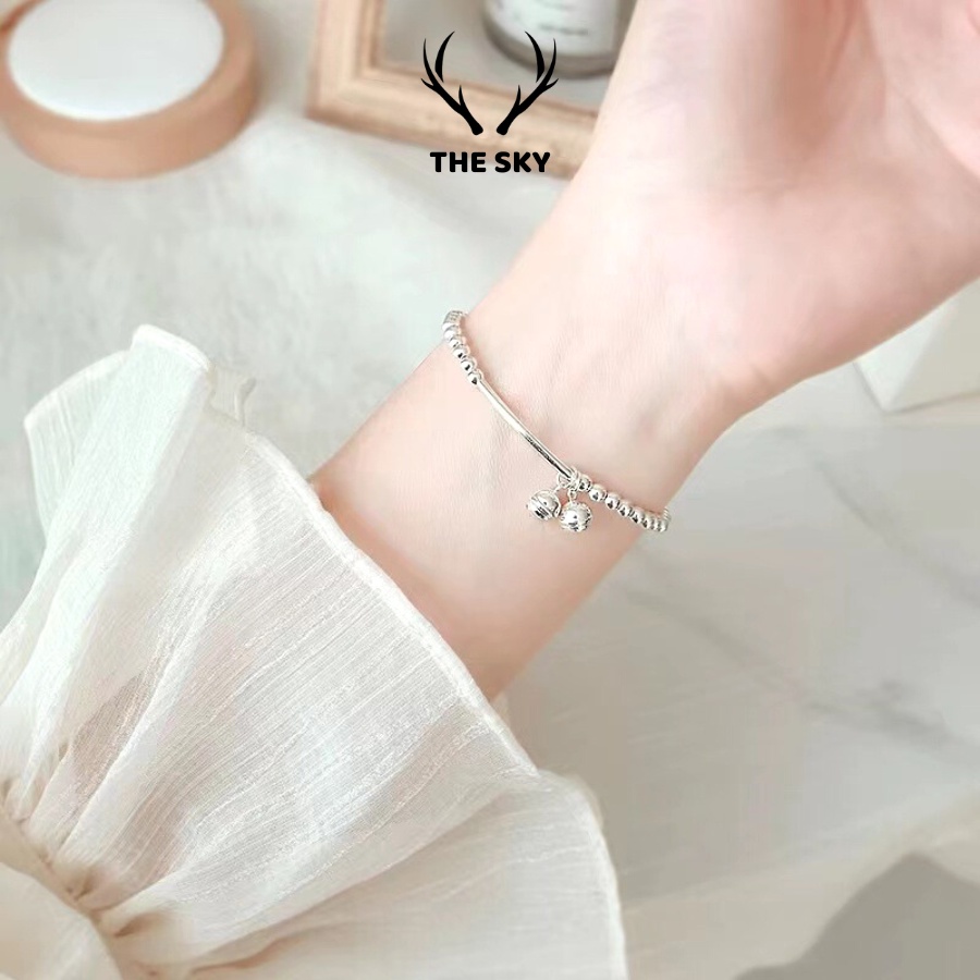Lắc Tay Chuông Kêu Leng Keng Chất Liệu Bạc Ý Mẫu Mới Hàng Thiết Kế THE SKY VT1030